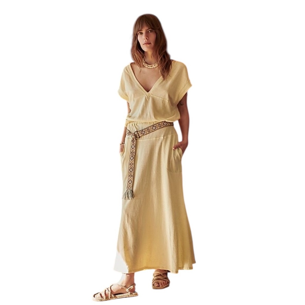 Free people beach pale yellow Midi Dress